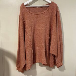 Peach Love California Rust Knit Oversized Sweater Women’s Made in USA